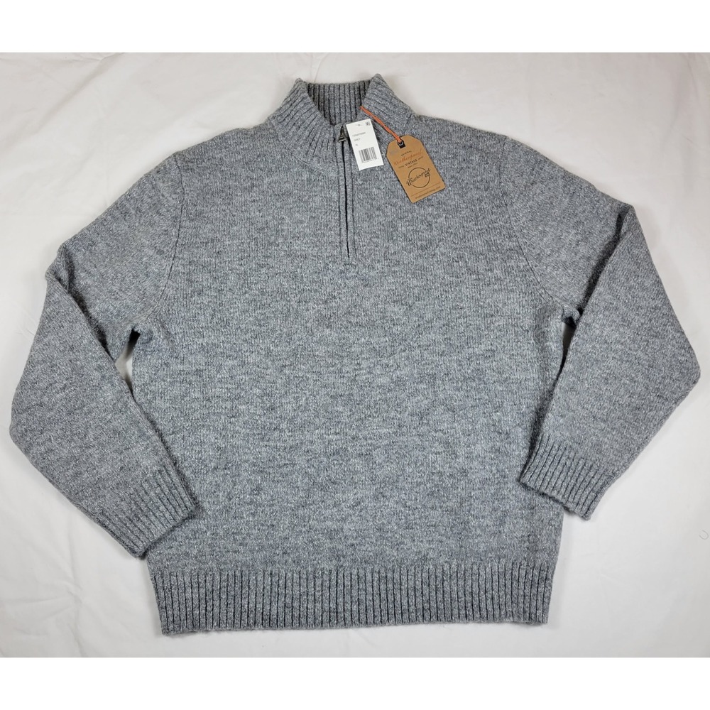 Weatherproof Vintage NWT Mens XL Grey Quarter Zip Pullover Sweater‎ Soft Stretch